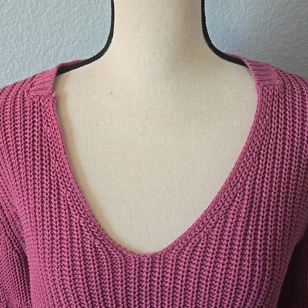 FREE PEOPLE Damsel Cotton Flare Sleeve Sweater Pink Sz Small - Picture 3 of 12